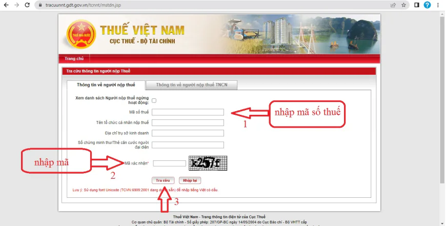 Vào trang web Cục Thuế